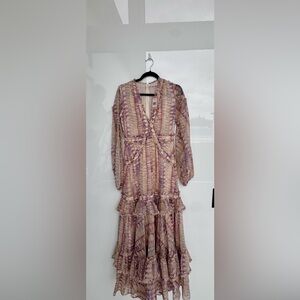 Alexis Cream and Purple Long Sleeve Dress